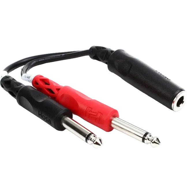 Hosa YPP-136 6.3mm TRS-Female - Dual 6.3mm TS-Male Y-Cable 0.15m