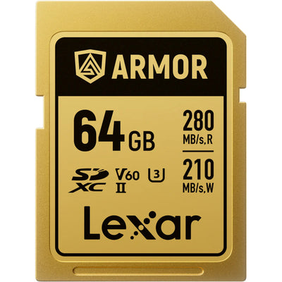 Lexar SDXC ARMOR Gold UHS-II U3, Stainless Steel, IP68 R280/W210 (V60) Memory Card